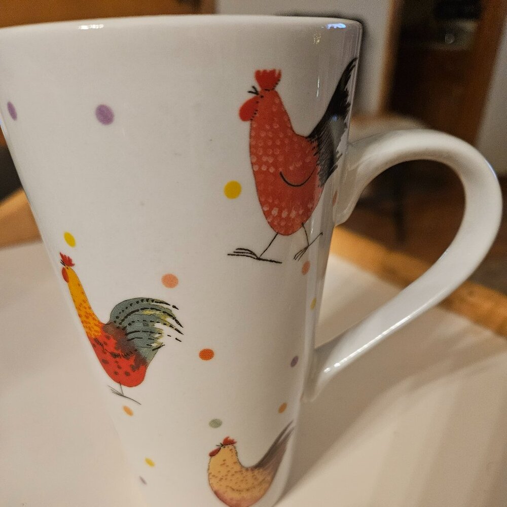 large chicken/rooster mug hand decorated in England  so cute!